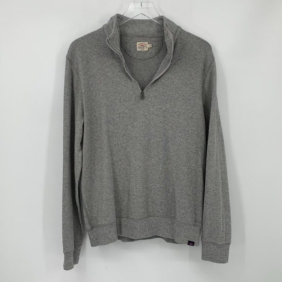 Faherty Legend Quarter zip pullover knit shirt gray micro stripe stretch men M - Picture 1 of 6